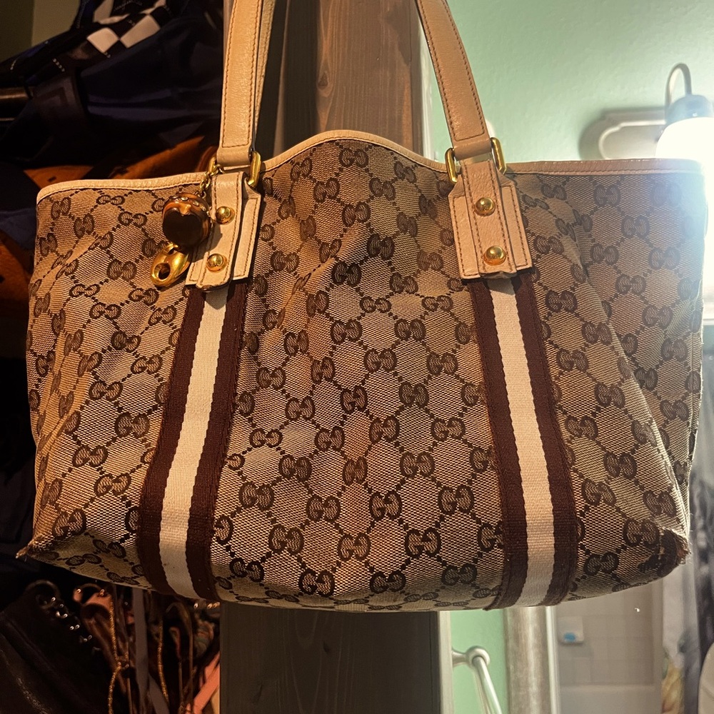 Auth  gucci GG canvas tote bag canvas brown
